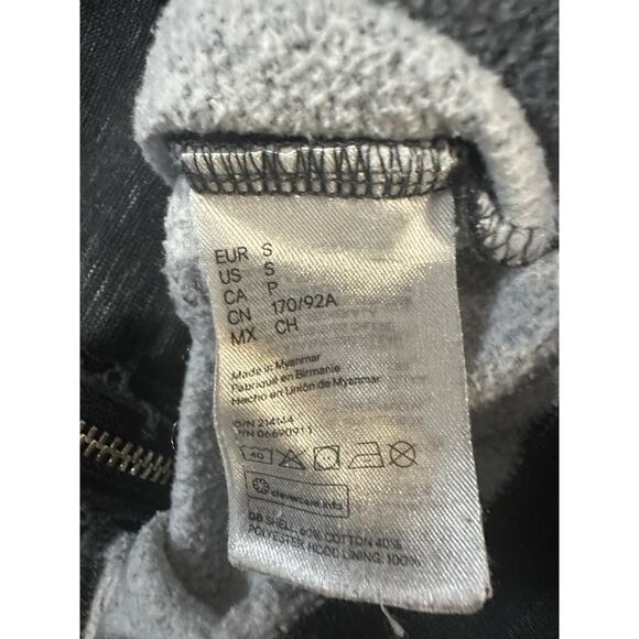 H&M Men’s Small Hoodie Sweatshirt Zip Up Dark Gray Regular Fit Fleece Lined - Picture 6 of 8